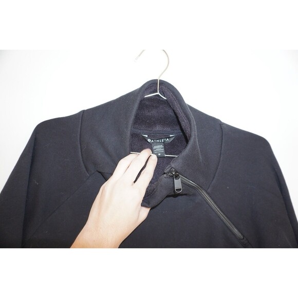 Athleta Sweater Womens Medium Black Pullover 1/4 Zip Mock Neck Athleisure - Picture 4 of 8